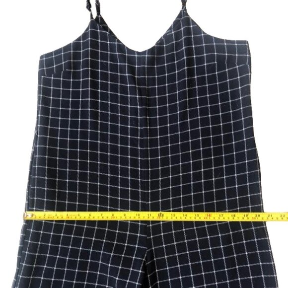 Anthropologie Monteau window pane plaid wide leg navy and white jumpsuit - Picture 13 of 15